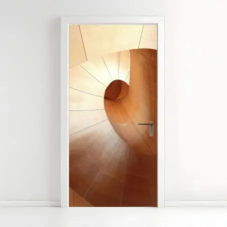 Pegatina para puerta espiral arquitectónica de madera minimalista – Pixers®