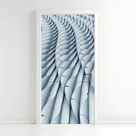 Pegatina para puerta fachada ondulada minimalista de formas geométricas – Pixers®