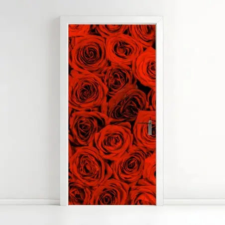 Pegatina para puerta rosas rojas en abundancia – Pixers®
