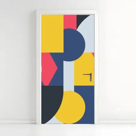 Pegatina para puerta composición geométrica colorida y moderna – Pixers®