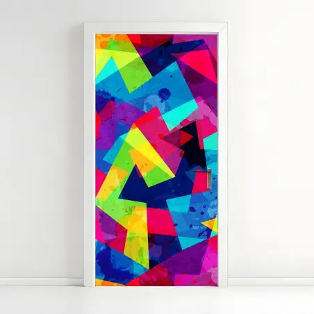 Pegatina para puerta explosión geométrica de color – Pixers®