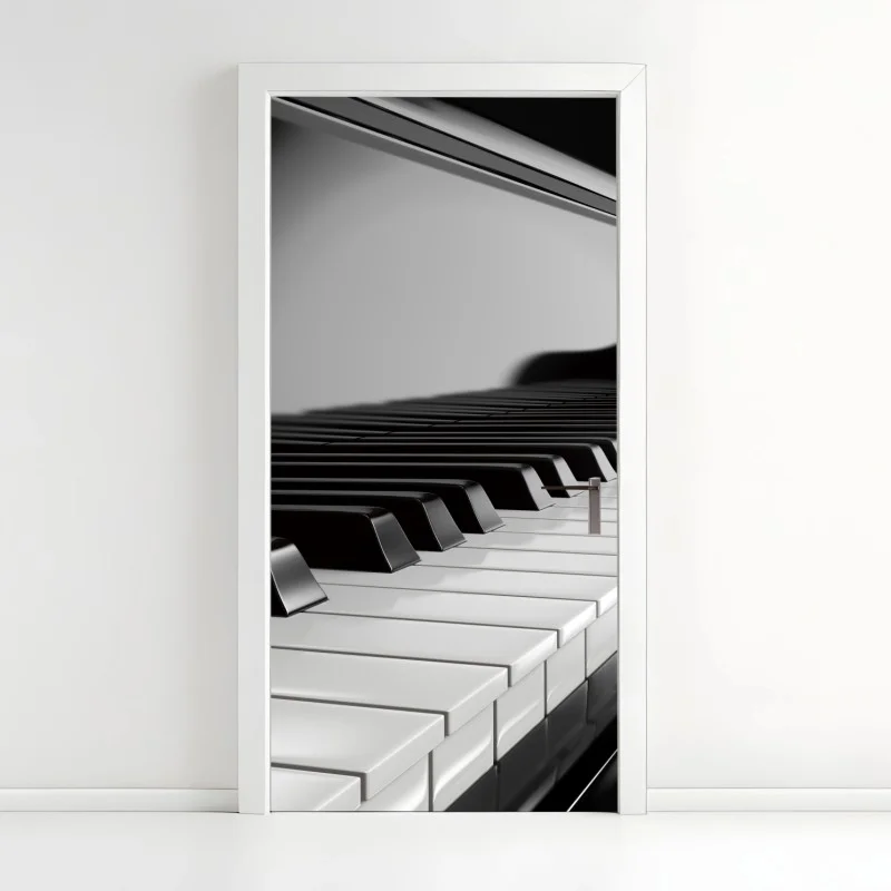 Pegatina para puerta teclas de piano en blanco y negro