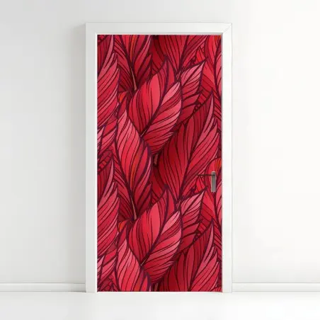 Pegatina para puerta hojas rojas entrelazadas – Pixers®