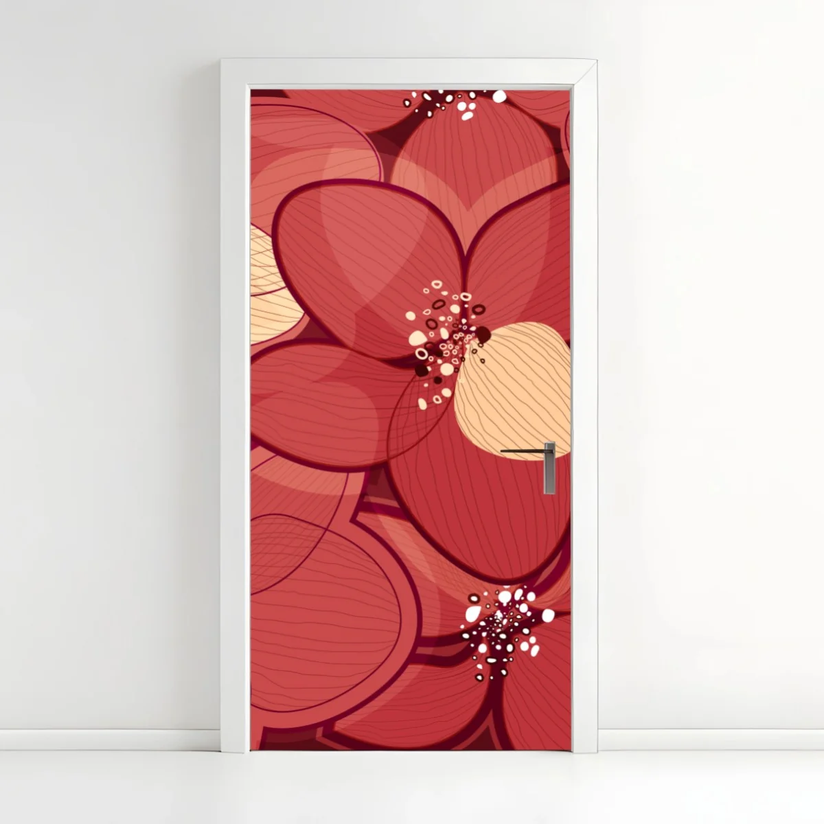 Pegatina para puerta diseño floral en tonos rojos y marfil – Pixers® Pegatina para puerta diseño floral en tonos rojos y marfil – Pixers®