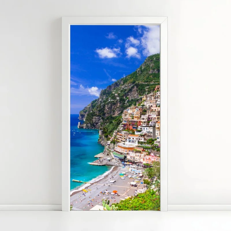 Pegatina para puerta paisaje costero de Positano
