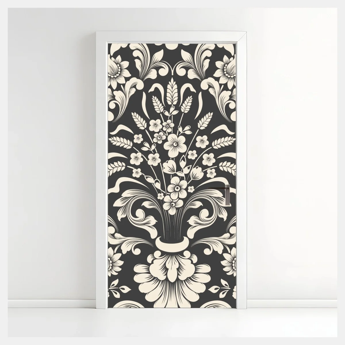 Pegatina para puerta motivo damasco floral en tonos crema y gris oscuro – Pixers® Pegatina para puerta motivo damasco floral en tonos crema y gris oscuro – Pixers®
