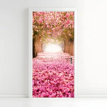 Pegatina para puerta túnel de cerezos en flor – Pixers®