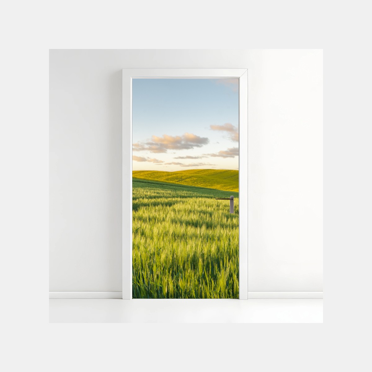 Pegatina para puerta panorama de campo primaveral en colinas verdes – Pixers®