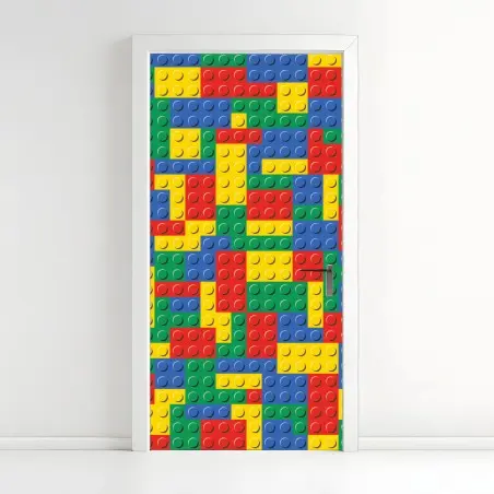 Pegatina para puerta mural de ladrillos de juguete multicolor – Pixers®