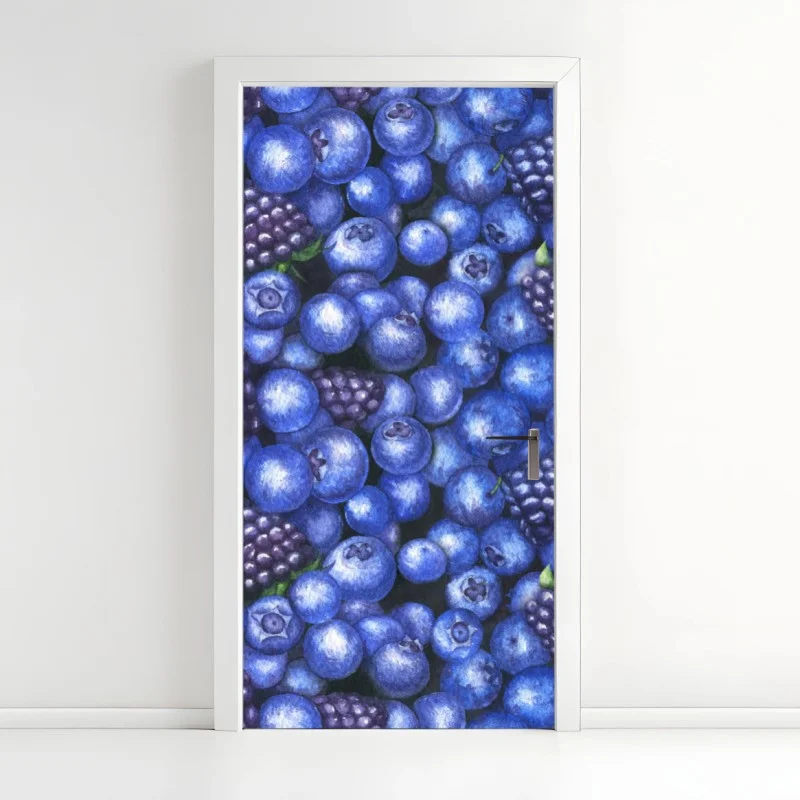 Pegatina para puerta estampado de arándanos y moras para decoración
