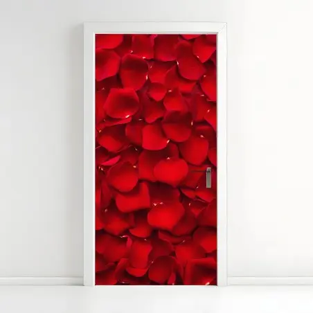 Pegatina para puerta arte decorativo de pétalos de rosa rojos – Pixers®
