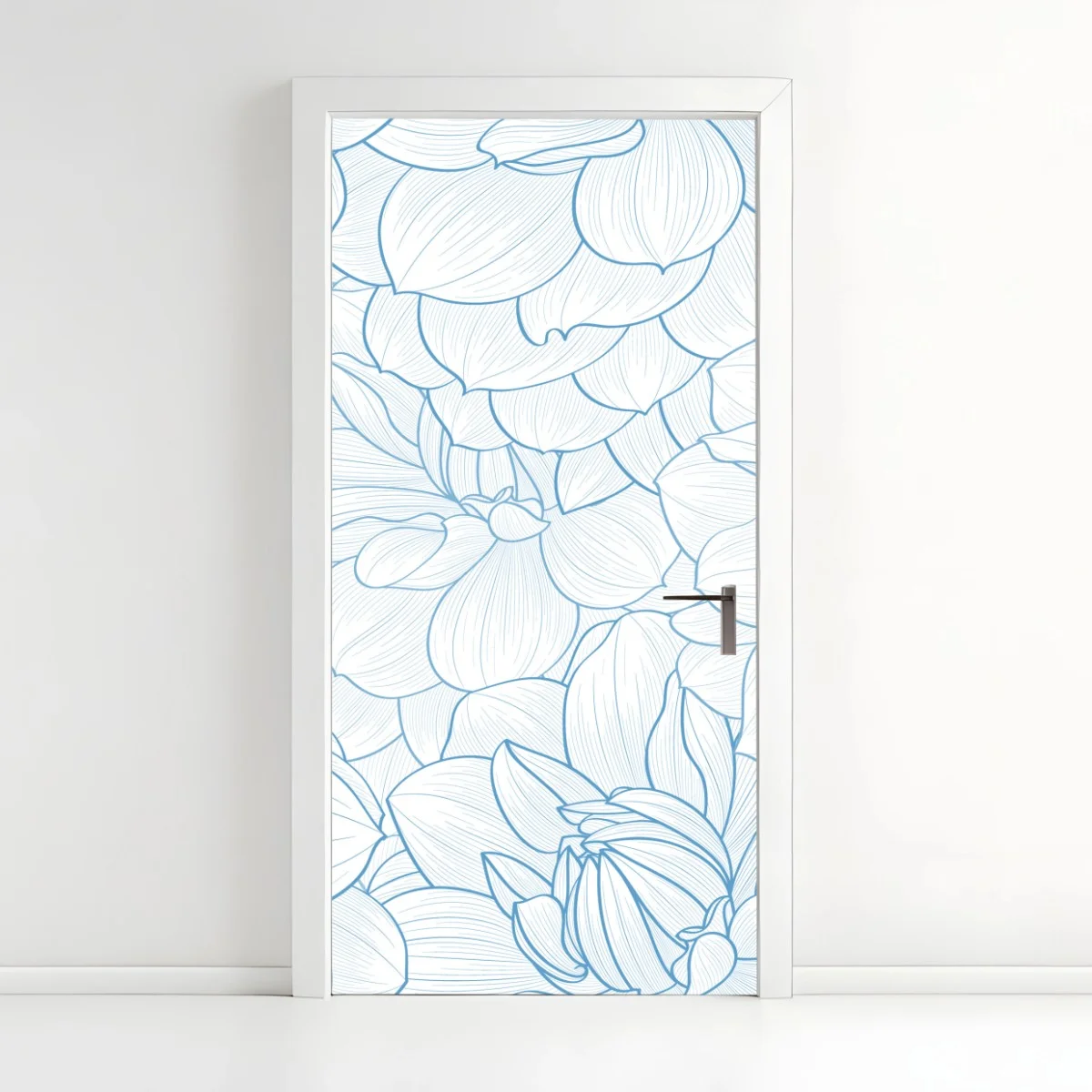 Pegatina para puerta estampado floral en líneas azules y delicadas – Pixers® Pegatina para puerta estampado floral en líneas azules y delicadas – Pixers®