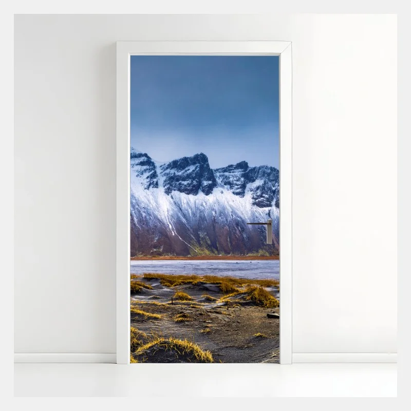 Pegatina para puerta amanecer en Vestrahorn: belleza ártica panorámica