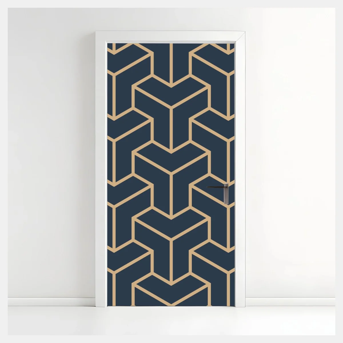 Pegatina para puerta patrón geométrico isométrico en azul marino y beige – Pixers® Pegatina para puerta patrón geométrico isométrico en azul marino y beige – Pixers®