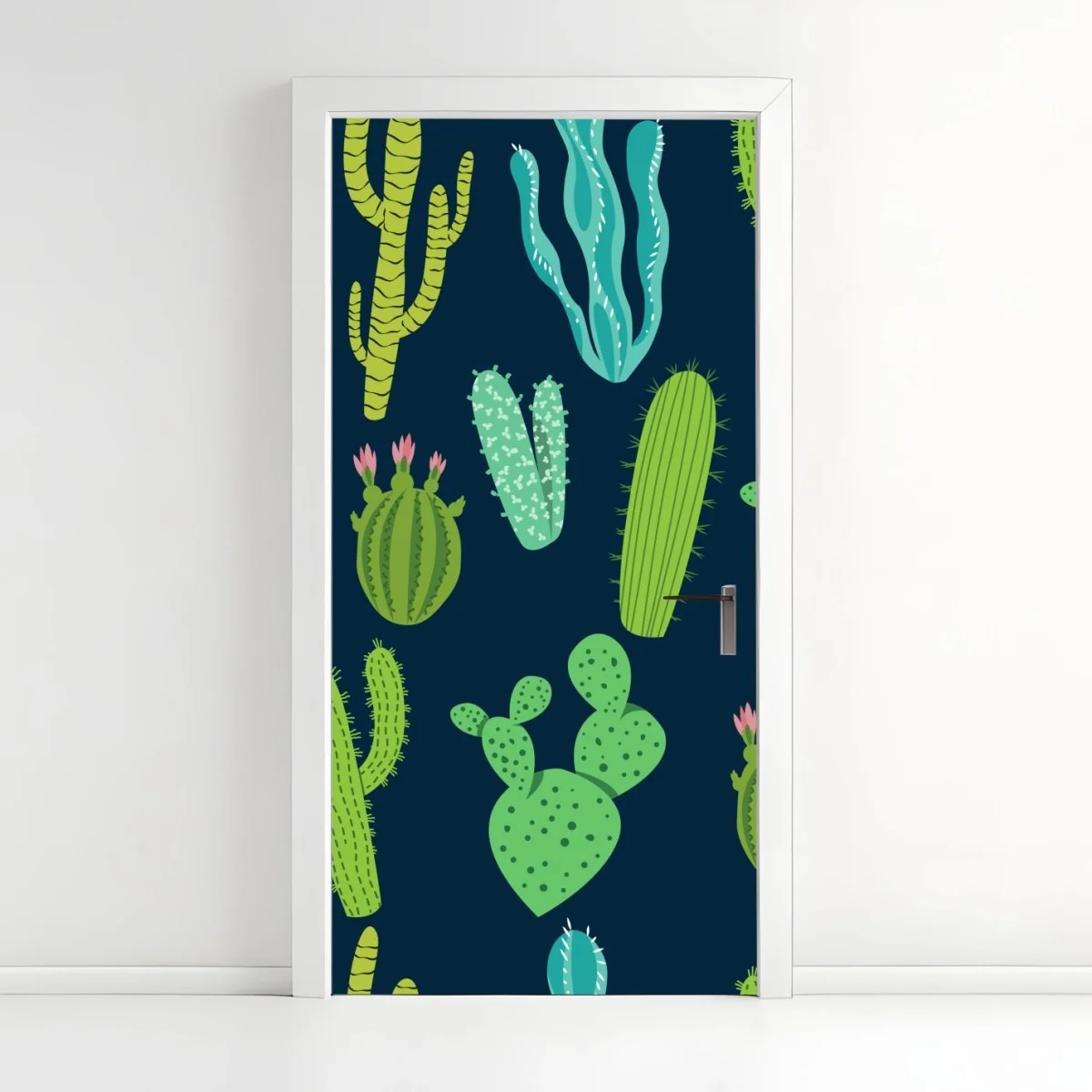 Pegatina para puerta patrón de cactus y suculentas en tonos verdes y azules – Pixers® Pegatina para puerta patrón de cactus y suculentas en tonos verdes y azules – Pixers®