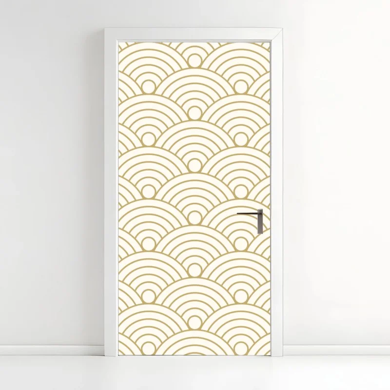 Pegatina para puerta patrón semicircular dorado minimalista