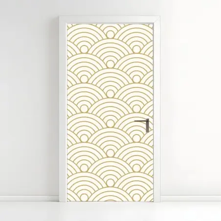 Pegatina para puerta patrón semicircular dorado minimalista – Pixers®