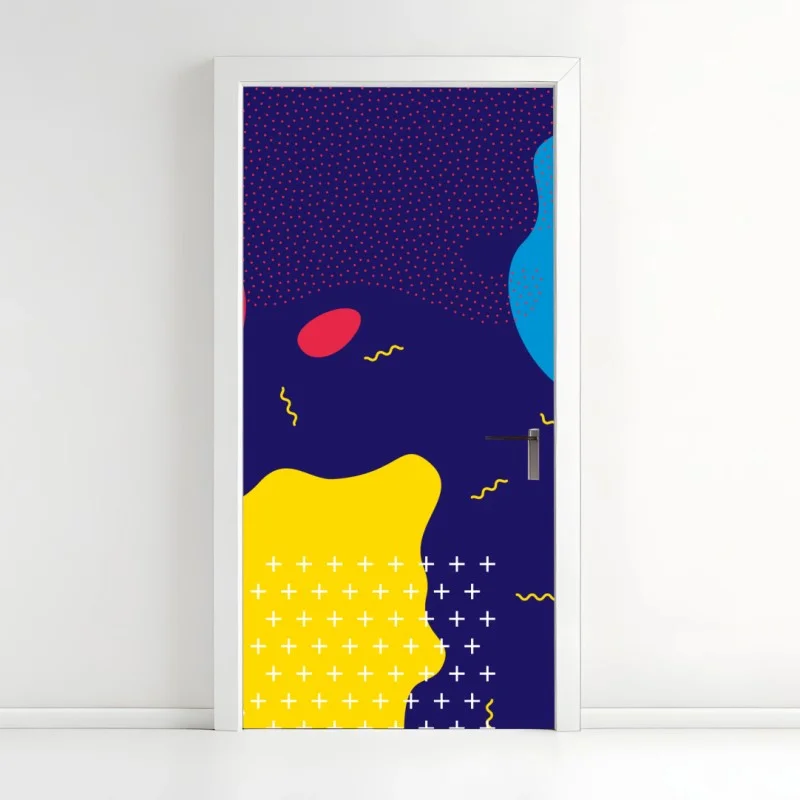 Pegatina para puerta diseño abstracto colorido estilo memphis – Pixers®
