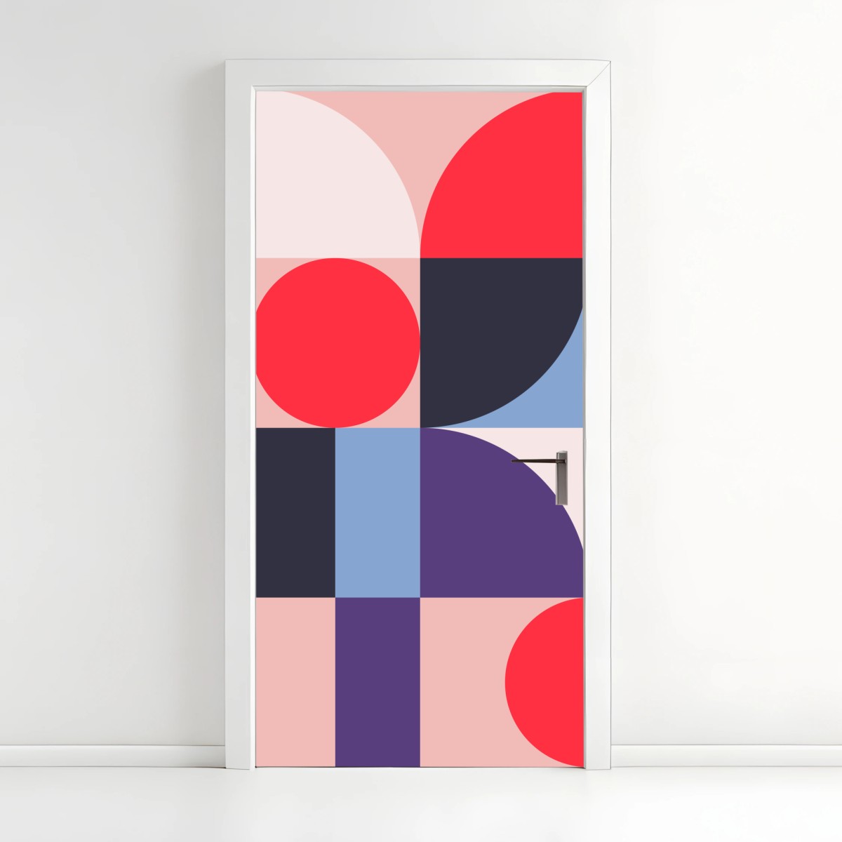 Pegatina para puerta composición geométrica en tonos pastel y vivos – Pixers®