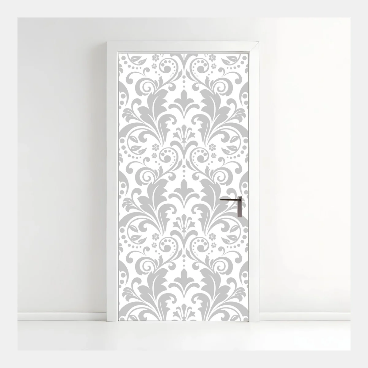 Pegatina para puerta diseño damasco gris y blanco elegante – Pixers® Pegatina para puerta diseño damasco gris y blanco elegante – Pixers®