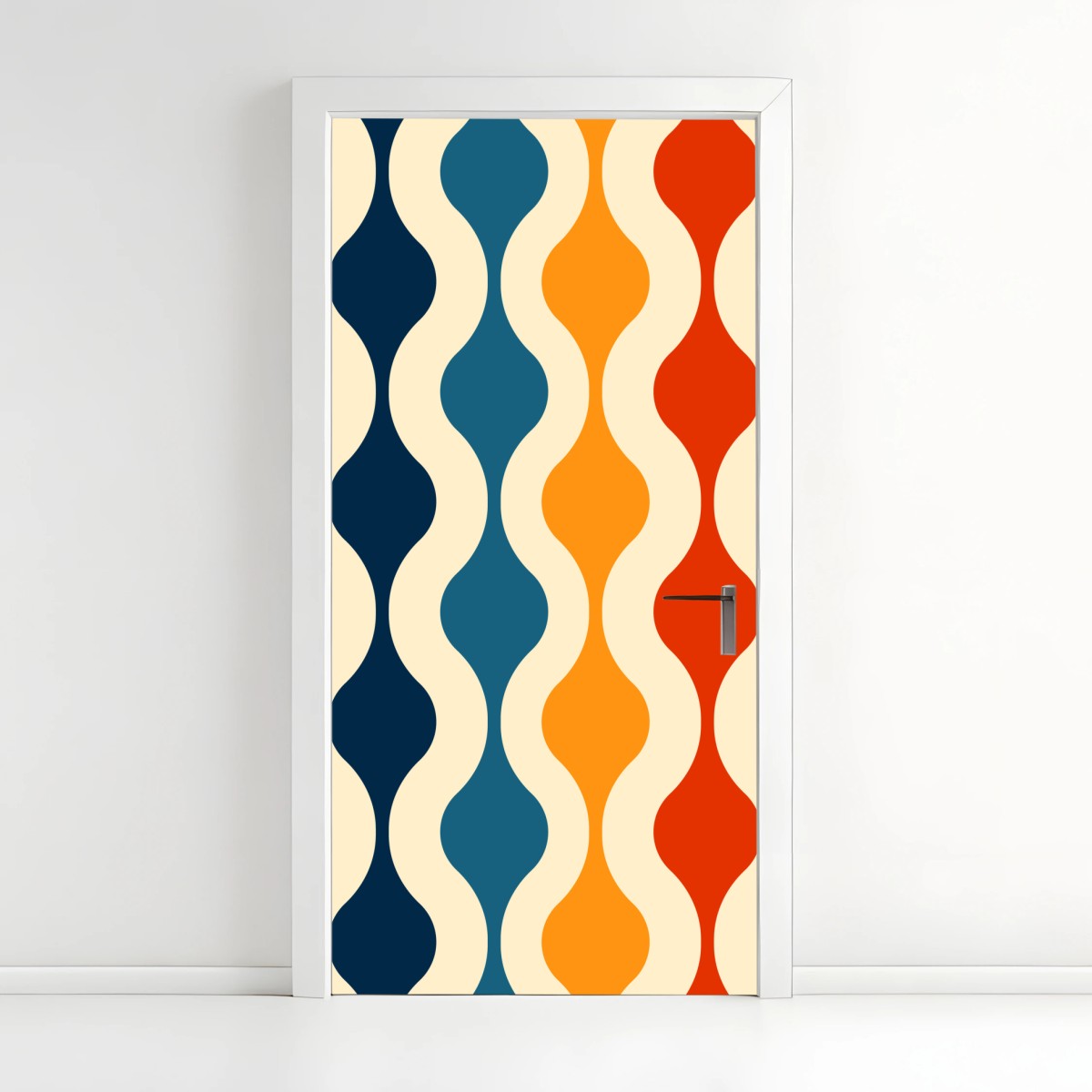 Pegatina para puerta patrón geométrico retro ondulado multicolor – Pixers®