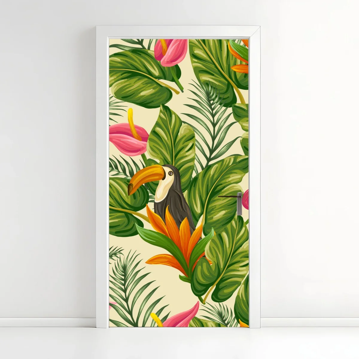 Pegatina para puerta estampado tropical con tucán y hojas exuberantes – Pixers® Pegatina para puerta estampado tropical con tucán y hojas exuberantes – Pixers®