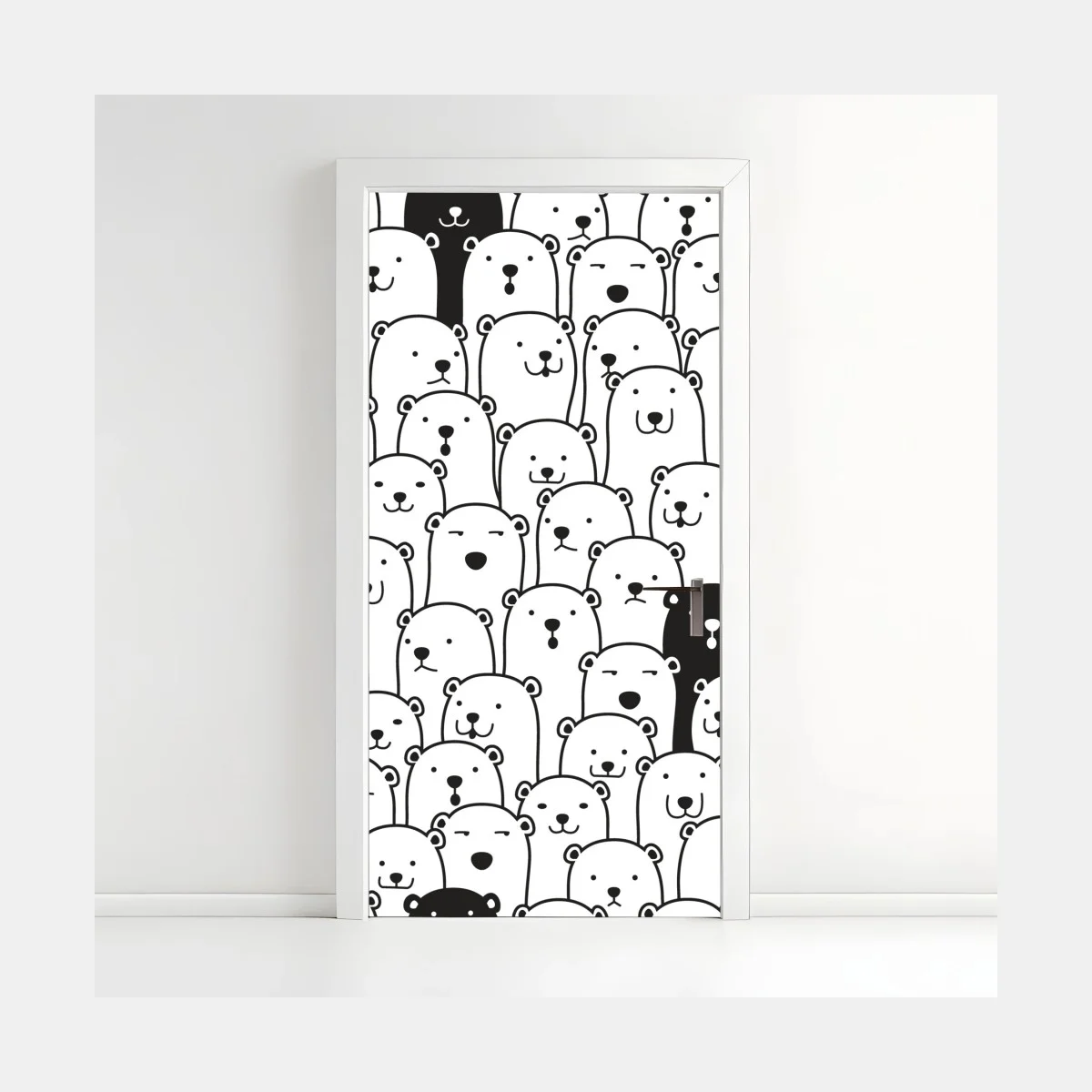 Pegatina para puerta patrón de osos minimalista en blanco y negro – Pixers® Pegatina para puerta patrón de osos minimalista en blanco y negro – Pixers®