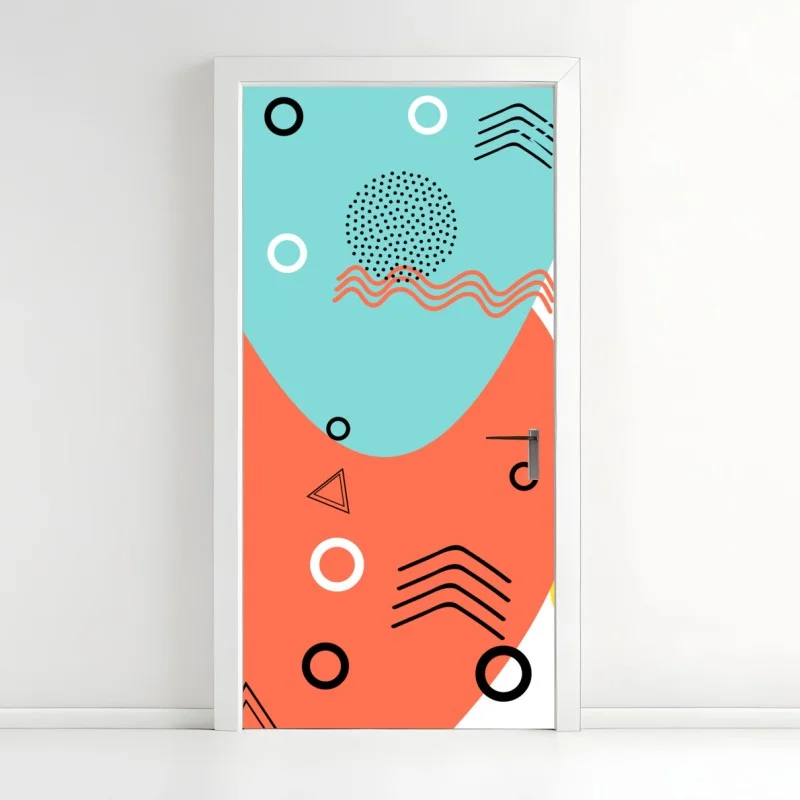 Pegatina para puerta mural abstracto geométrico estilo Memphis