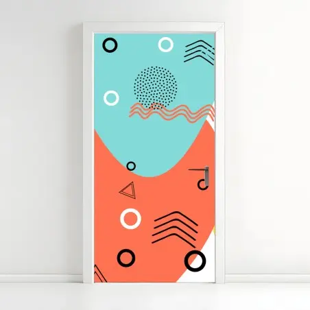 Pegatina para puerta mural abstracto geométrico estilo Memphis – Pixers®