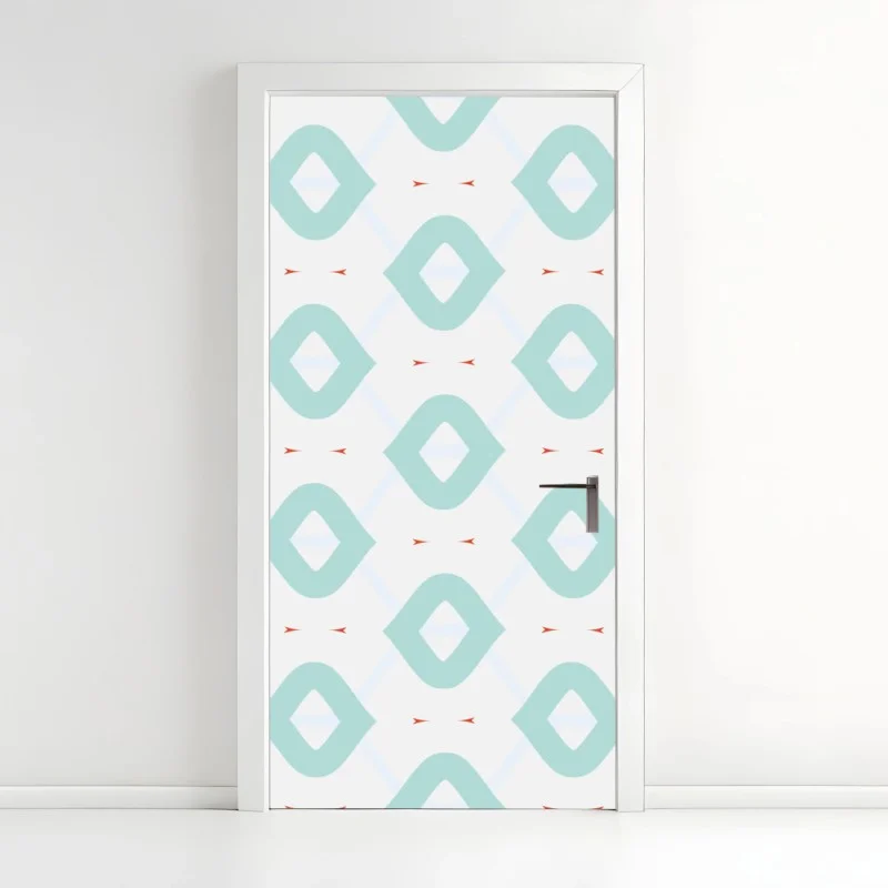 Pegatina para puerta patrón geométrico turquesa minimalista