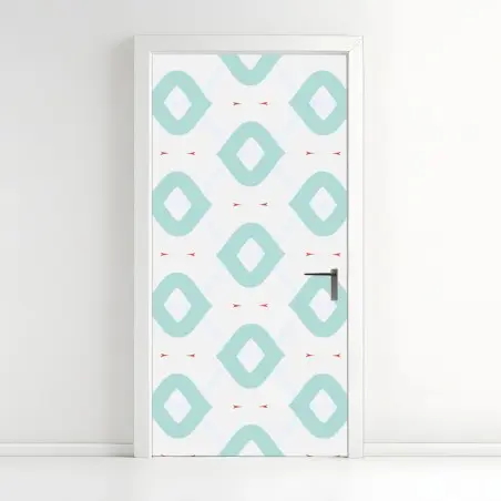 Pegatina para puerta patrón geométrico turquesa minimalista – Pixers®