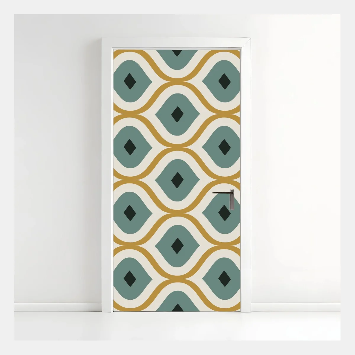 Pegatina para puerta diseño geométrico retro en tonos verde azulado y dorado – Pixers® Pegatina para puerta diseño geométrico retro en tonos verde azulado y dorado – Pixers®