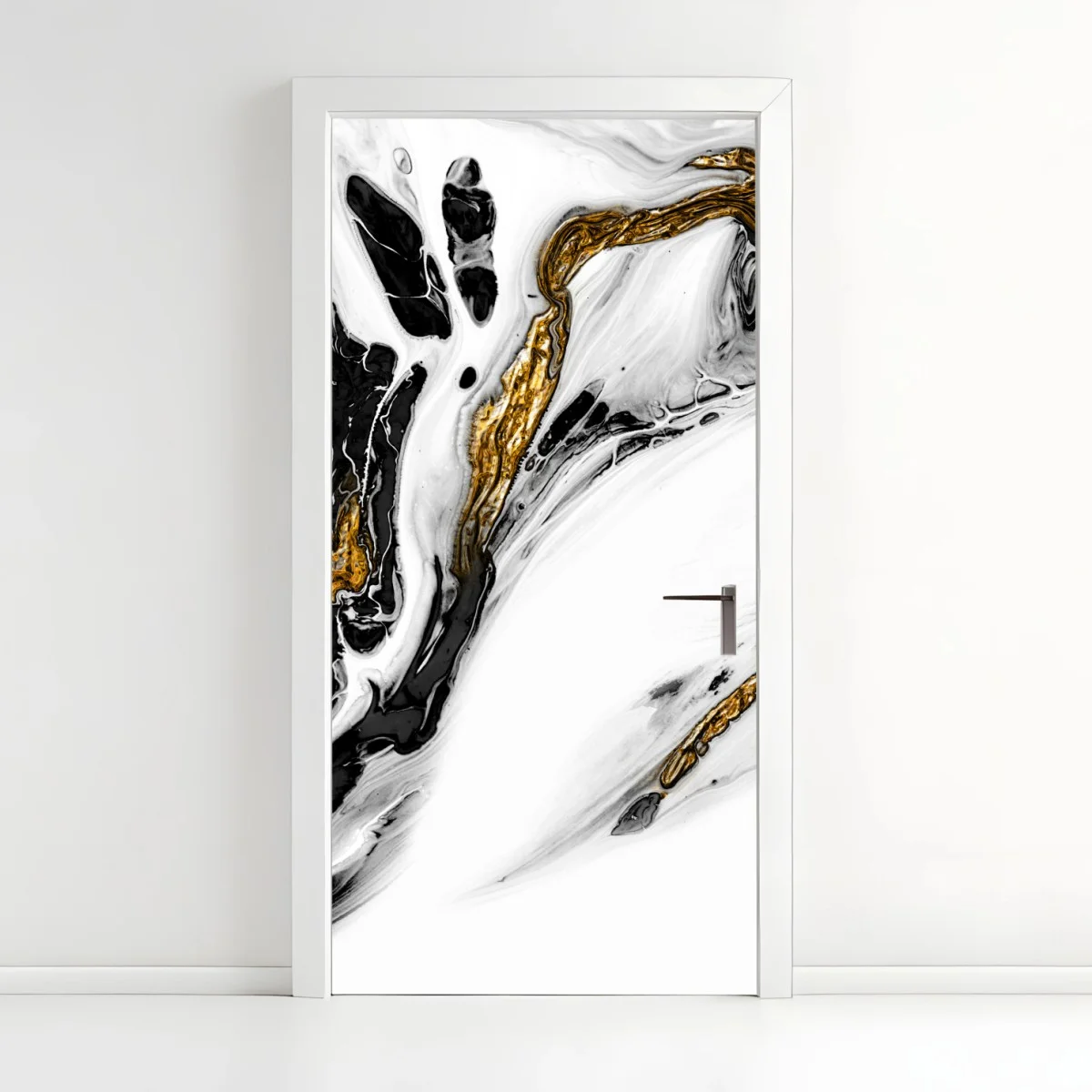 Pegatina para puerta flujo dorado sobre mármol en blanco y negro – Pixers® Pegatina para puerta flujo dorado sobre mármol en blanco y negro – Pixers®