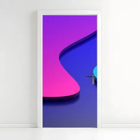 Pegatina para puerta arte abstracto degradado en tonos púrpura y cian – Pixers®