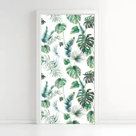 Pegatina para puerta follaje tropical en acuarela – Pixers®