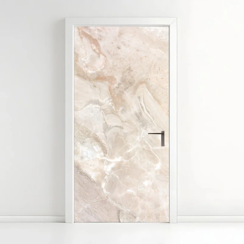Pegatina para puerta mármol beige con vetas naturales