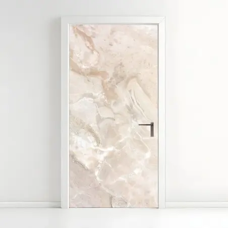 Pegatina para puerta mármol beige con vetas naturales – Pixers®
