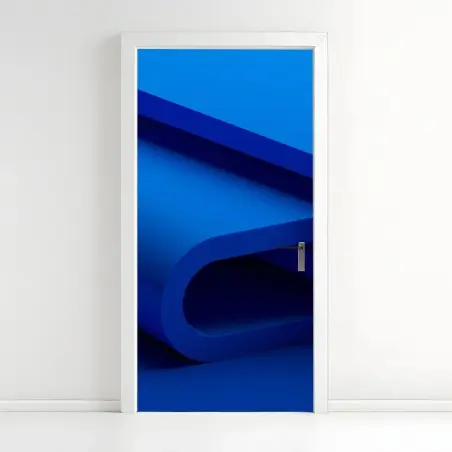 Pegatina para puerta curvas geométricas en azul profundo – Pixers®