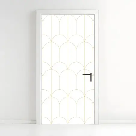 Pegatina para puerta patrón geométrico art déco dorado minimalista – Pixers®