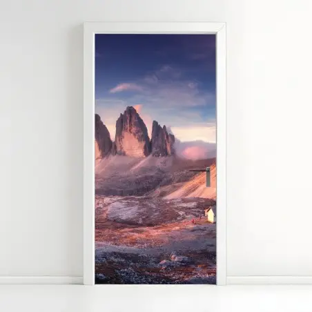 Pegatina para puerta amanecer en las Dolomitas con picos imponentes – Pixers®