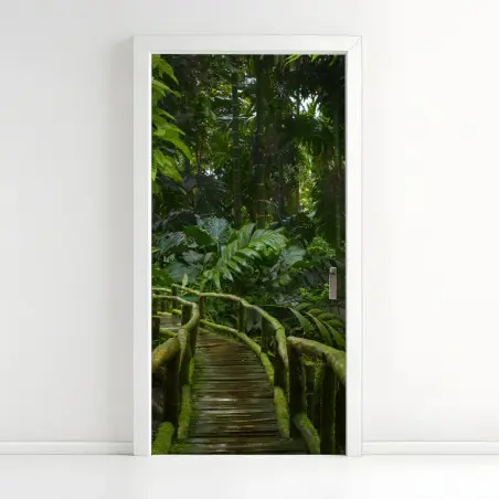 Pegatina para puerta sendero verde en la selva tropical – Pixers®