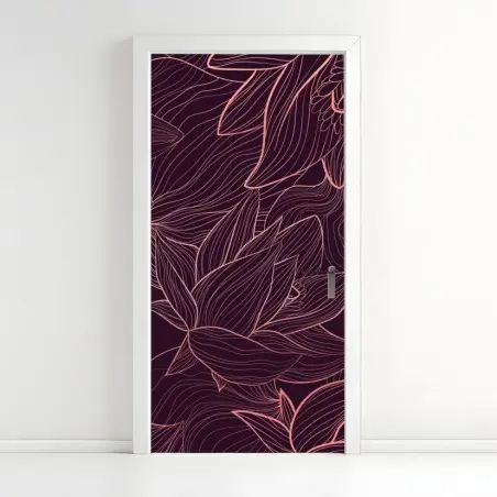 Pegatina para puerta arte mural floral de líneas finas – Pixers®
