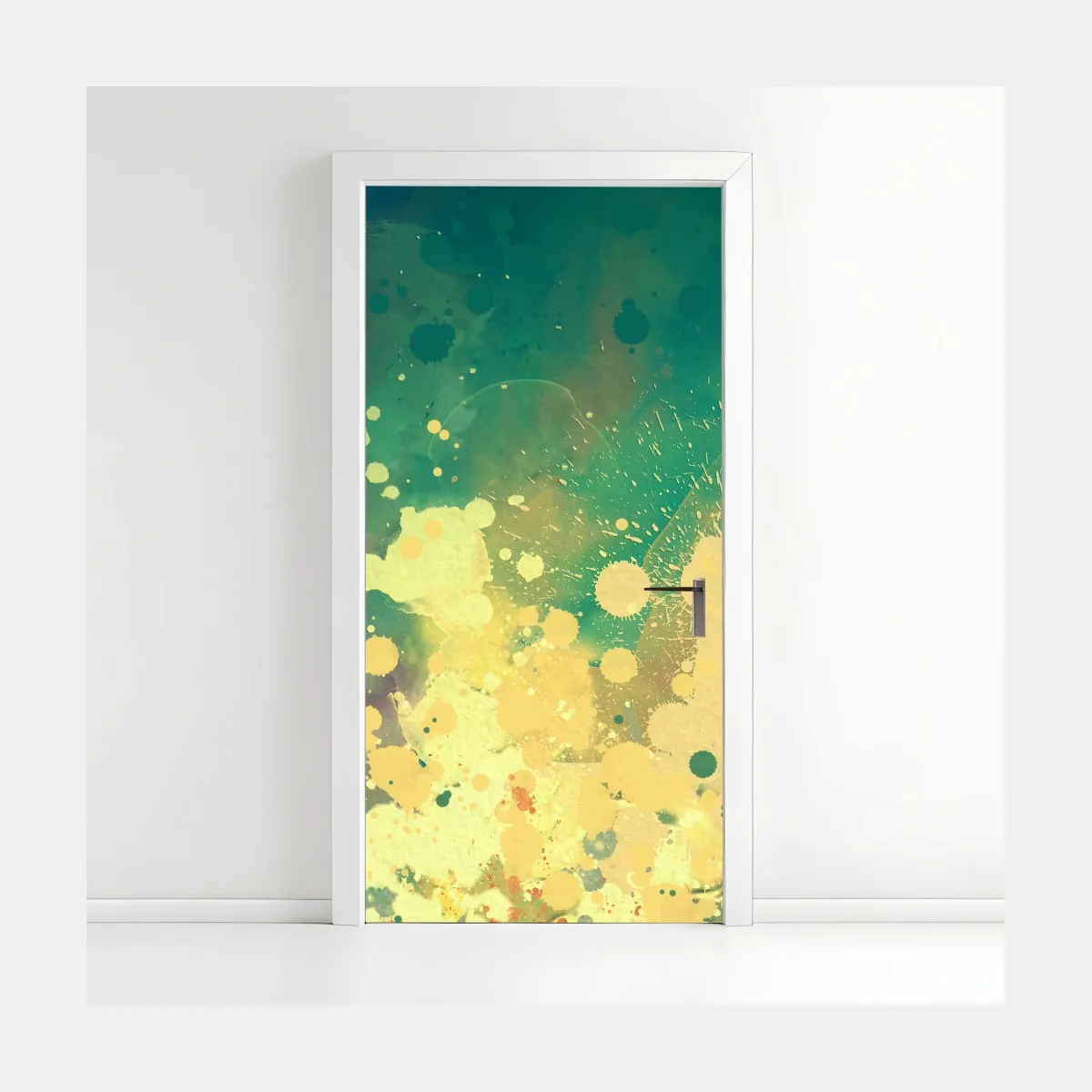 Pegatina para puerta explosión de salpicaduras en verde y amarillo – Pixers® Pegatina para puerta explosión de salpicaduras en verde y amarillo – Pixers®