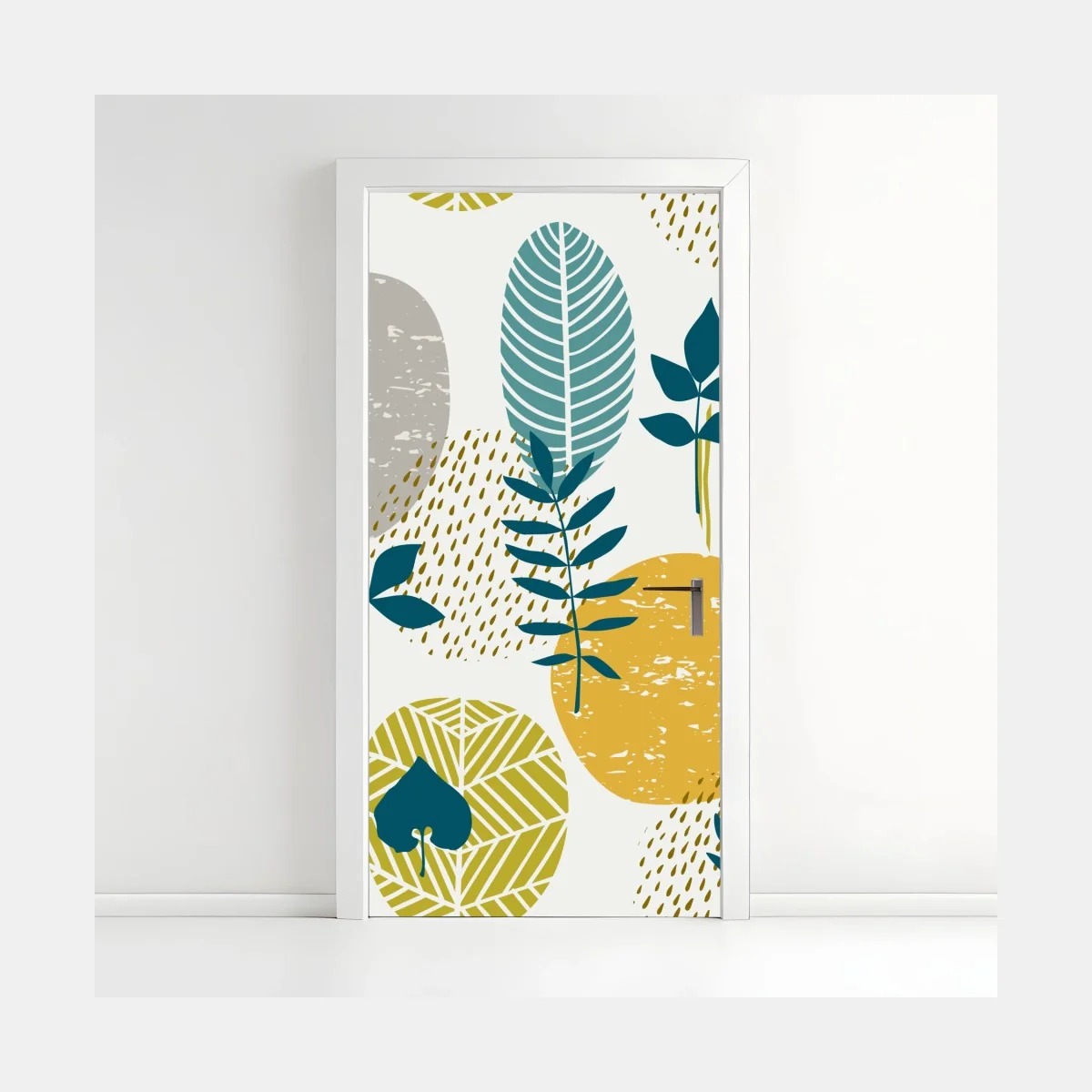 Pegatina para puerta patrón botánico moderno en tonos mostaza y verde azulado – Pixers® Pegatina para puerta patrón botánico moderno en tonos mostaza y verde azulado – Pixers®
