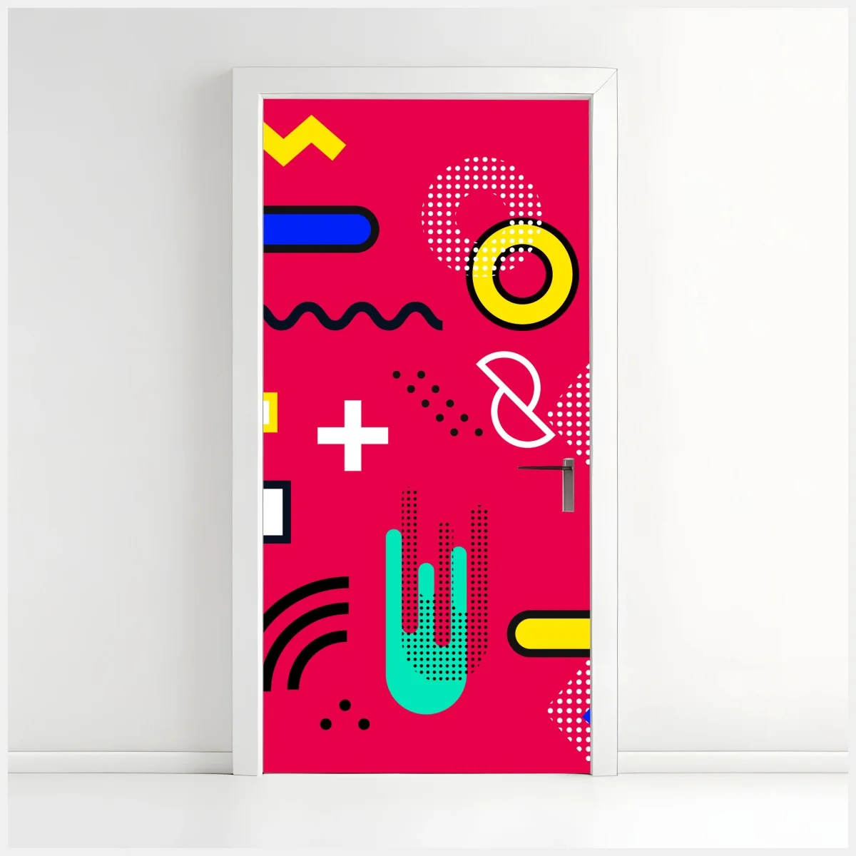 Pegatina para puerta diseño geométrico pop sobre fondo fucsia – Pixers® Pegatina para puerta diseño geométrico pop sobre fondo fucsia – Pixers®