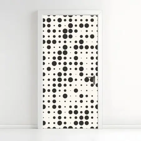 Pegatina para puerta patrón de lunares minimalista en blanco y negro – Pixers®