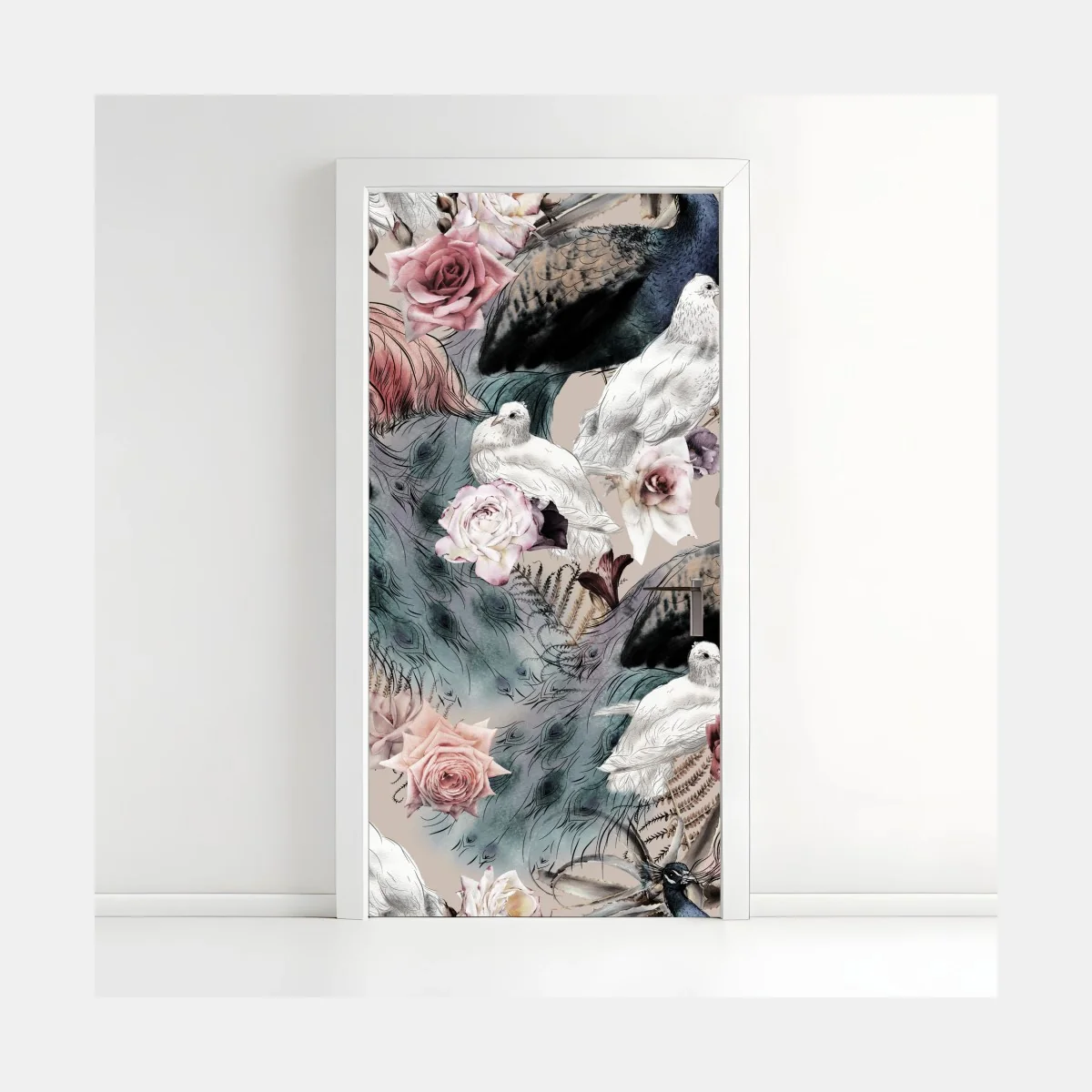 Pegatina para puerta jardín exótico en acuarela con pavos reales y flamencos – Pixers® Pegatina para puerta jardín exótico en acuarela con pavos reales y flamencos – Pixers®
