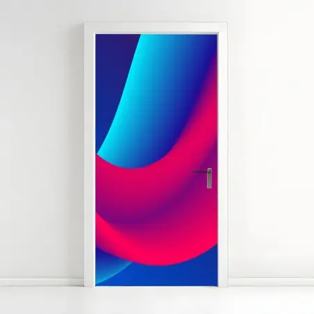 Pegatina para puerta arte ondulante en tonos neón – Pixers®