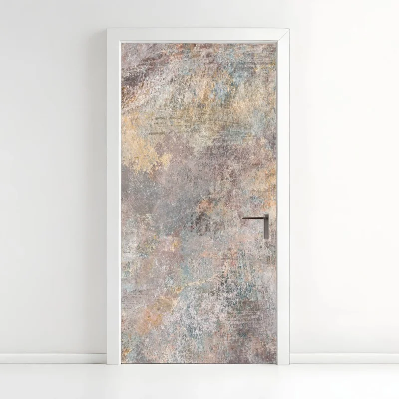 Pegatina para puerta paisaje abstracto texturizado en tonos tierra