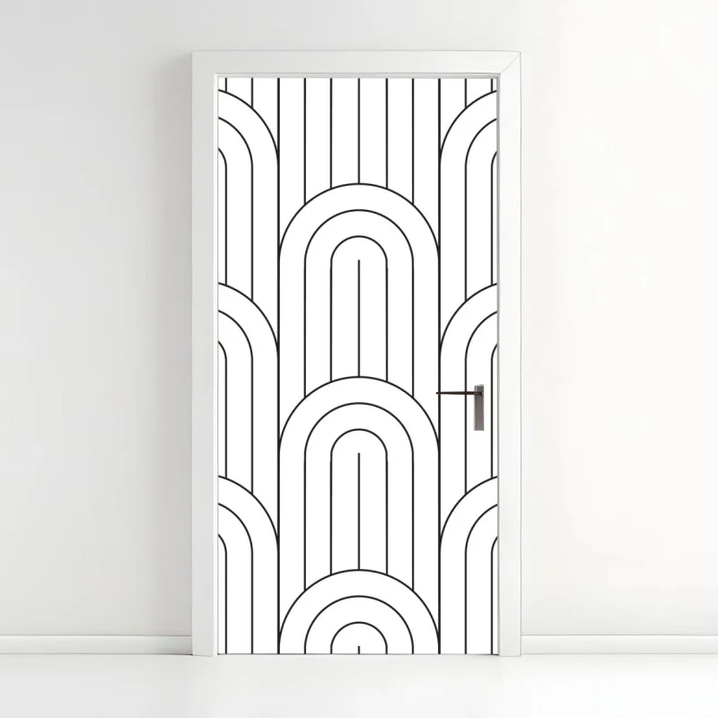 Pegatina para puerta patrón de arcos geométricos minimalista